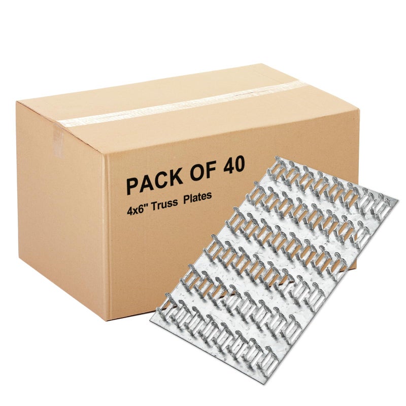 MOZCORN 40 Pack Truss Plate 4x6 Pronged Truss Plates with Nail Teeth Mending Plate for Wood Trusses Construction - Image 1